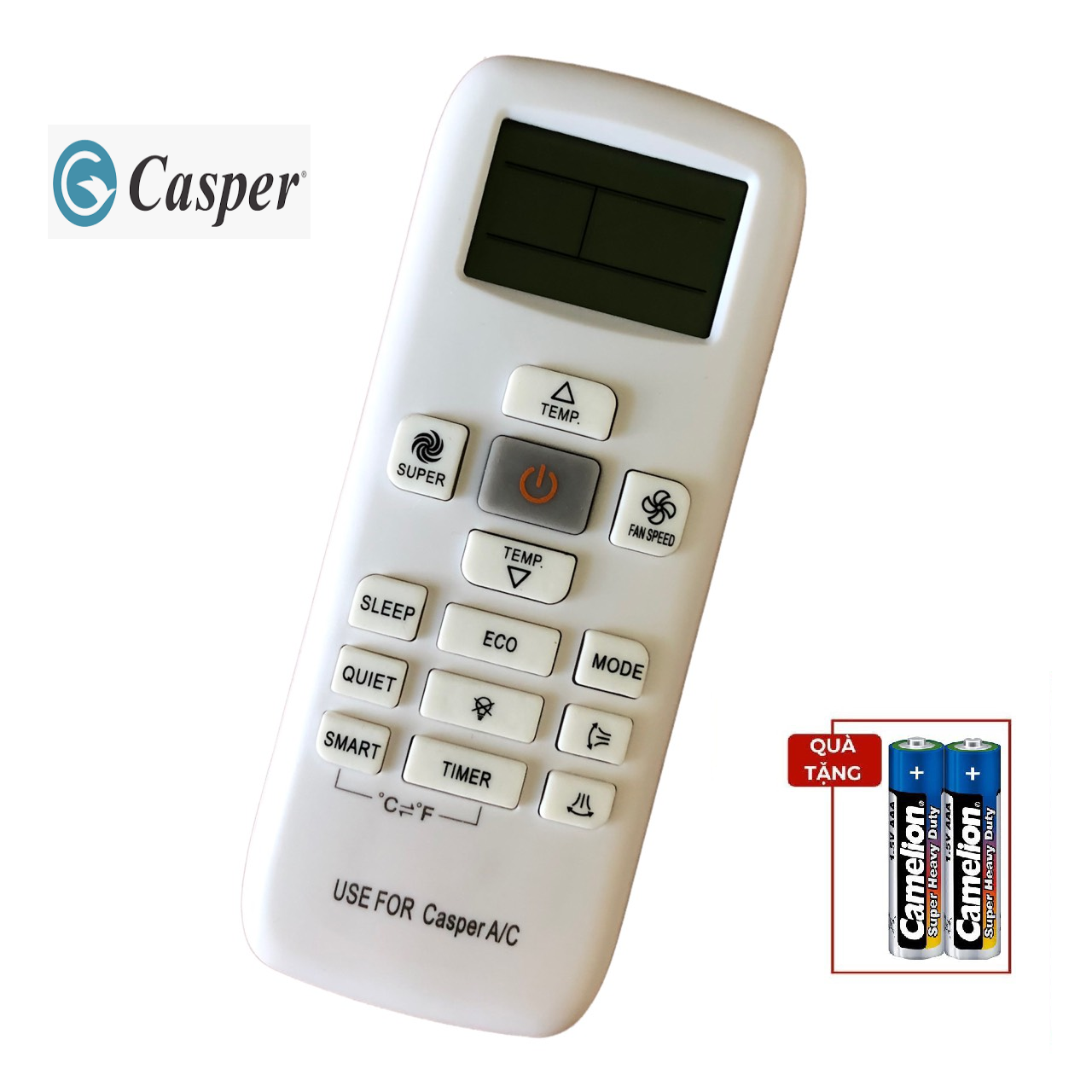 Điều khiển điều hòa Casper - REMOTE Điều khiển điều hòa Casper - Đầu bấm Điều khiển điều hòa Casper - Tặng kèm pin