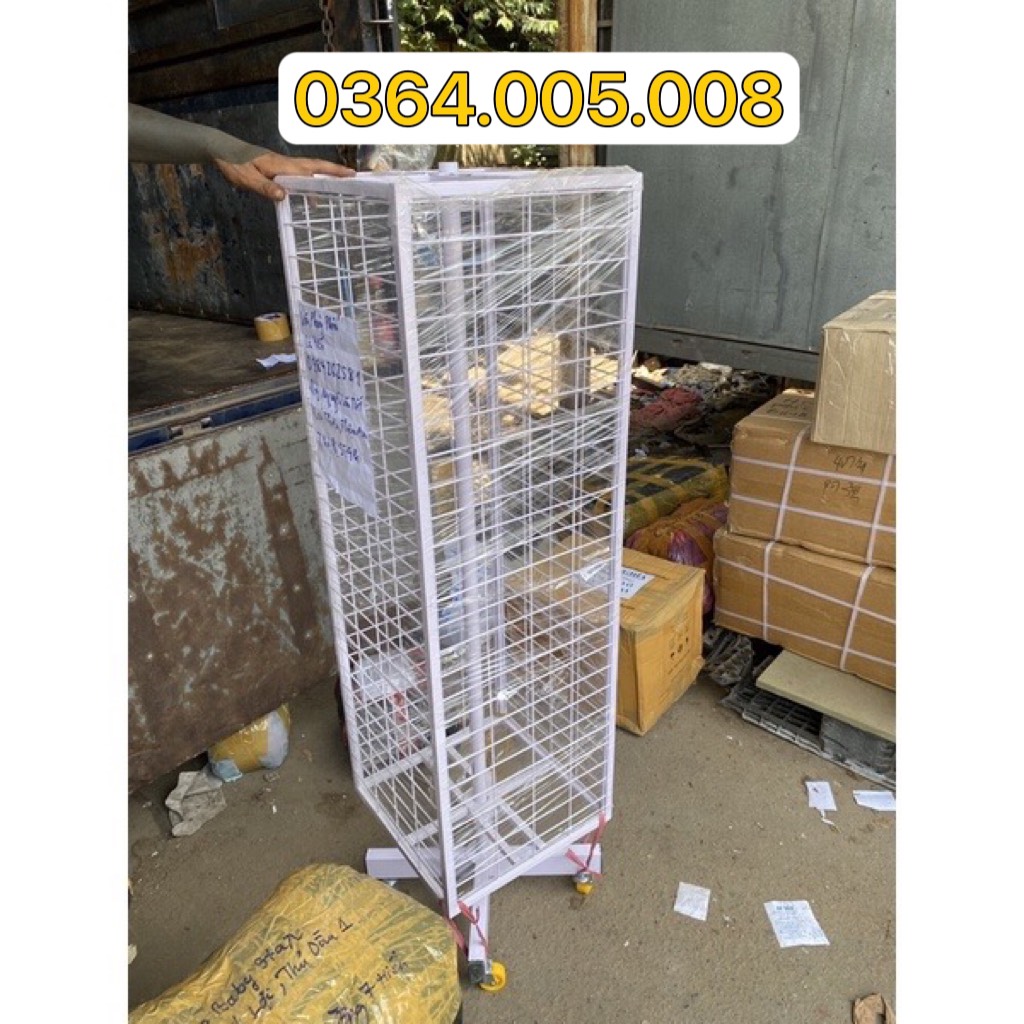 Khung lưới xoay treo phụ kiện có bánh xe cao cấp