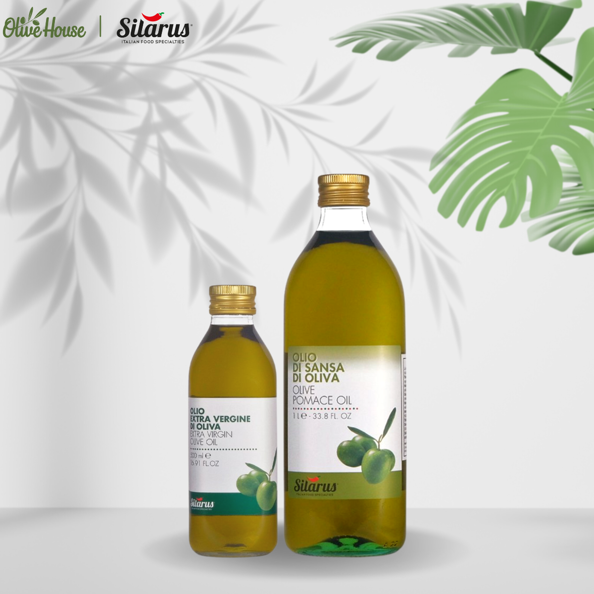 Combo - 1 chai dầu olive pomace 1 lít & 1 chai dầu olive nguyên chất 500ml