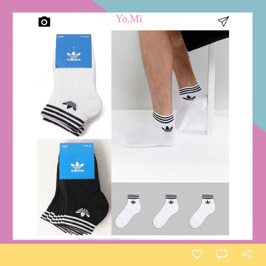 Tất cổ ngắn adidas 3 lá hàng gia công xuất khẩu cao cấp
