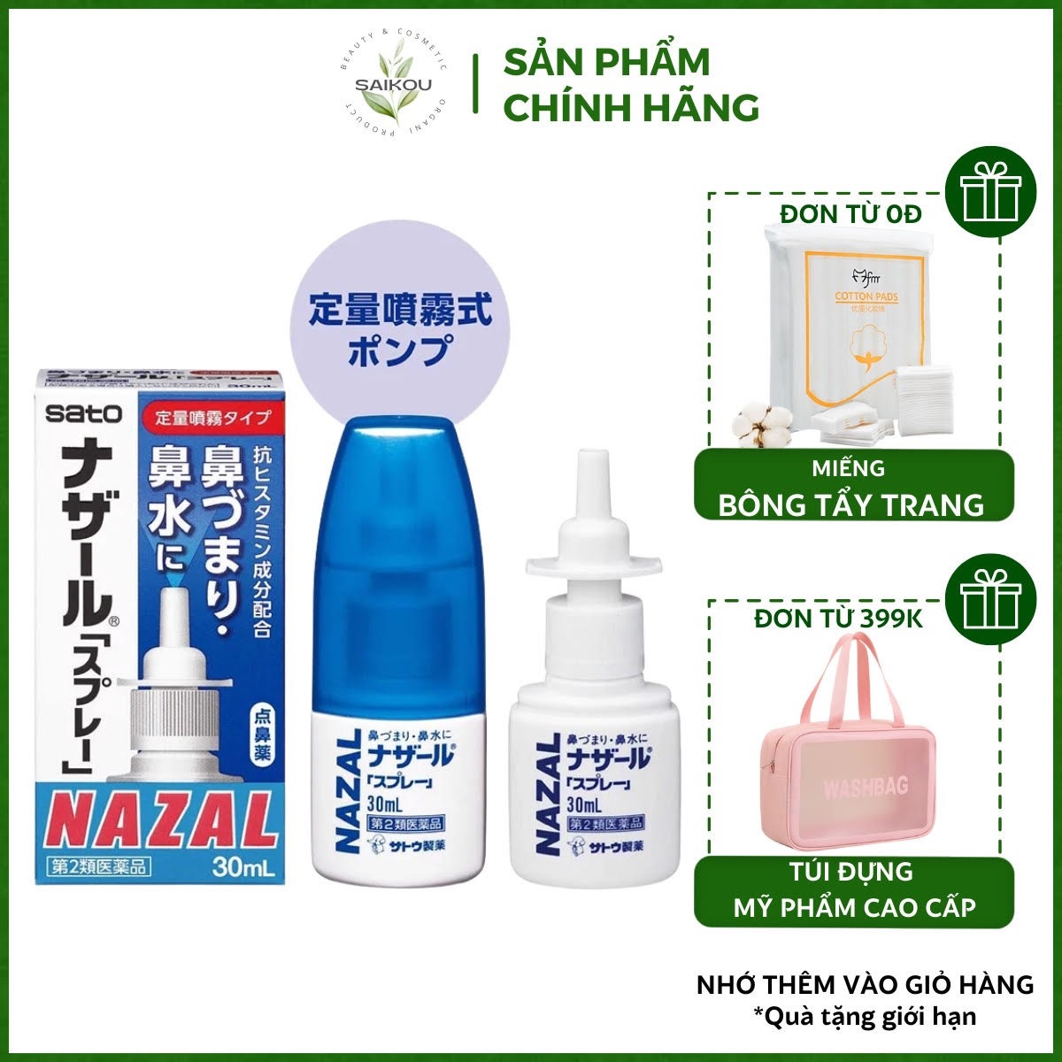 Xịt Xoang Ngạt Mũi Nazal Sato 30ml Nội Địa Nhật Bản, Xịt Mũi Nazal Nhật Bản, Xịt Xoang Nhật Bản, Xịt