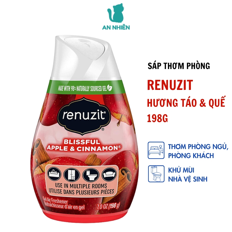 Sáp thơm phòng khử mùi Renuzit Apple & Cinnamon hương táo và quế 198g