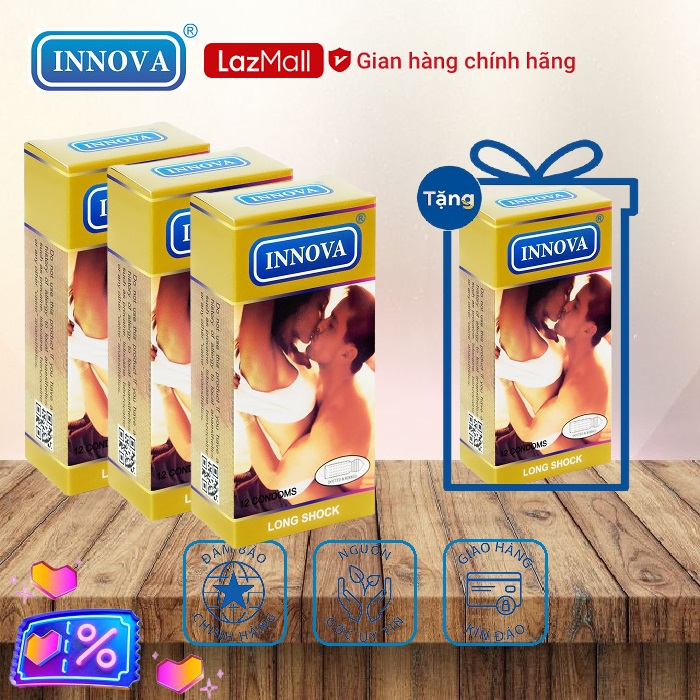 Bộ 3 hộp bao cao su innova 12 bao + tặng 1 hộp cùng loại.