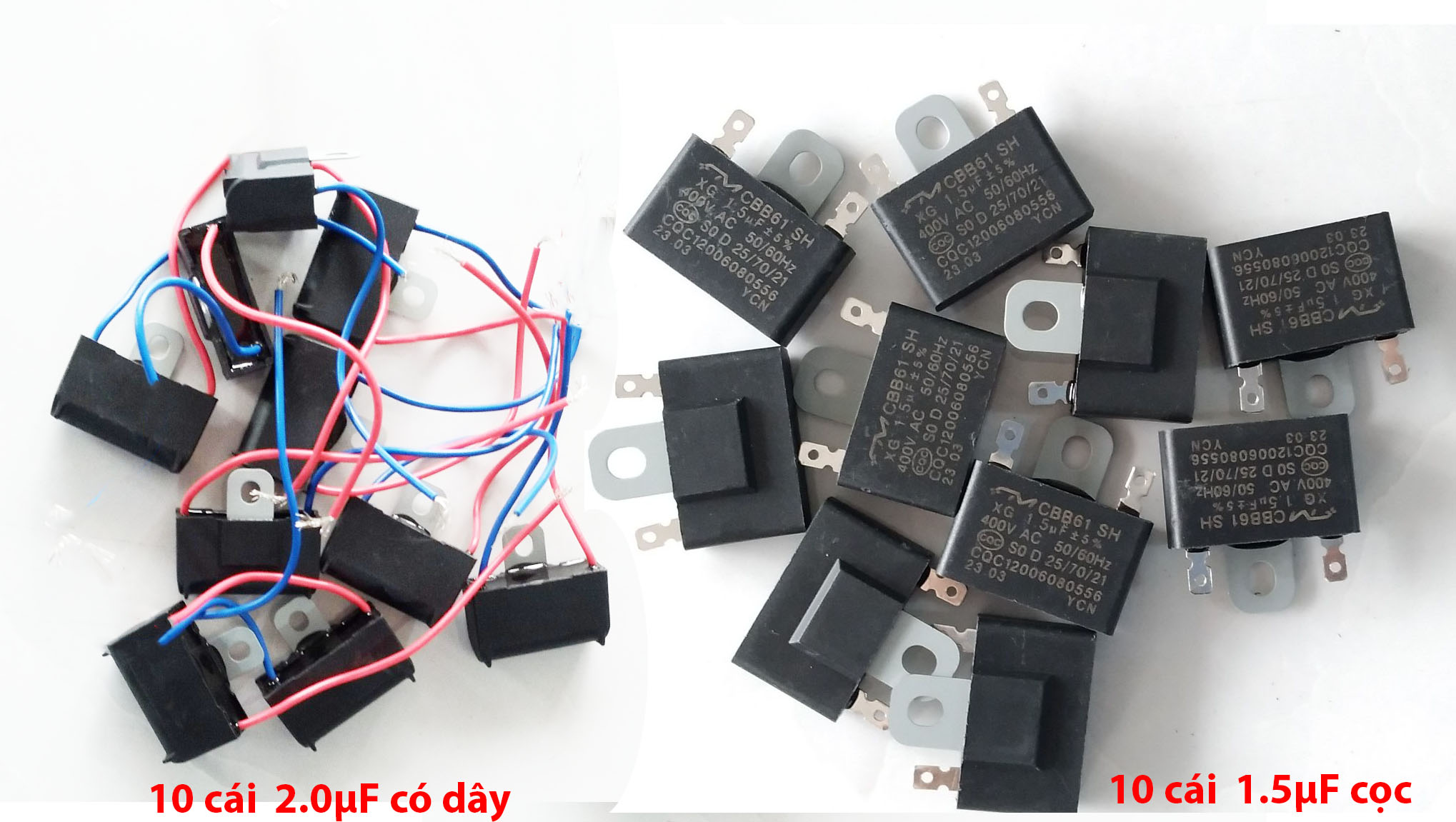5 cái tụ quạt, 10 tụ điện quạt