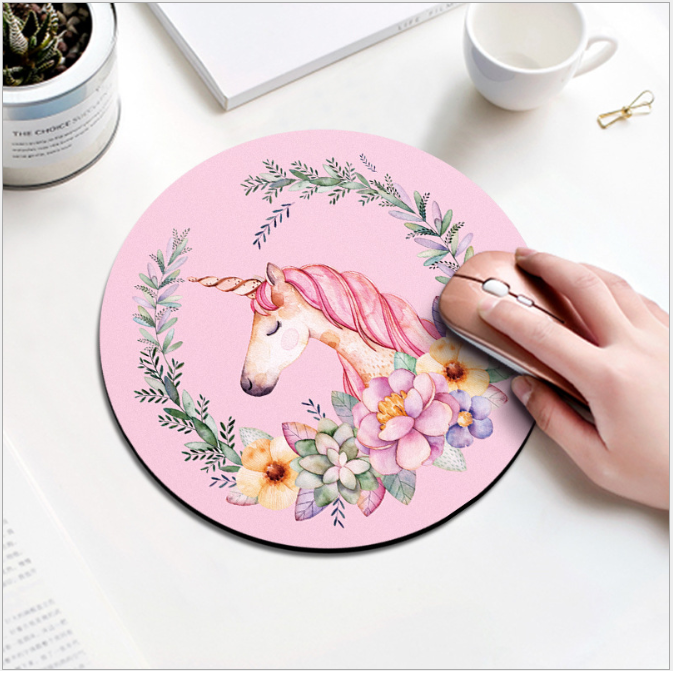 Miếng lót chuột dễ thương hình tròn 20cm - hình ngựa hồng . Bàn di chuột tròn siêu cute nhiều mẫu mã