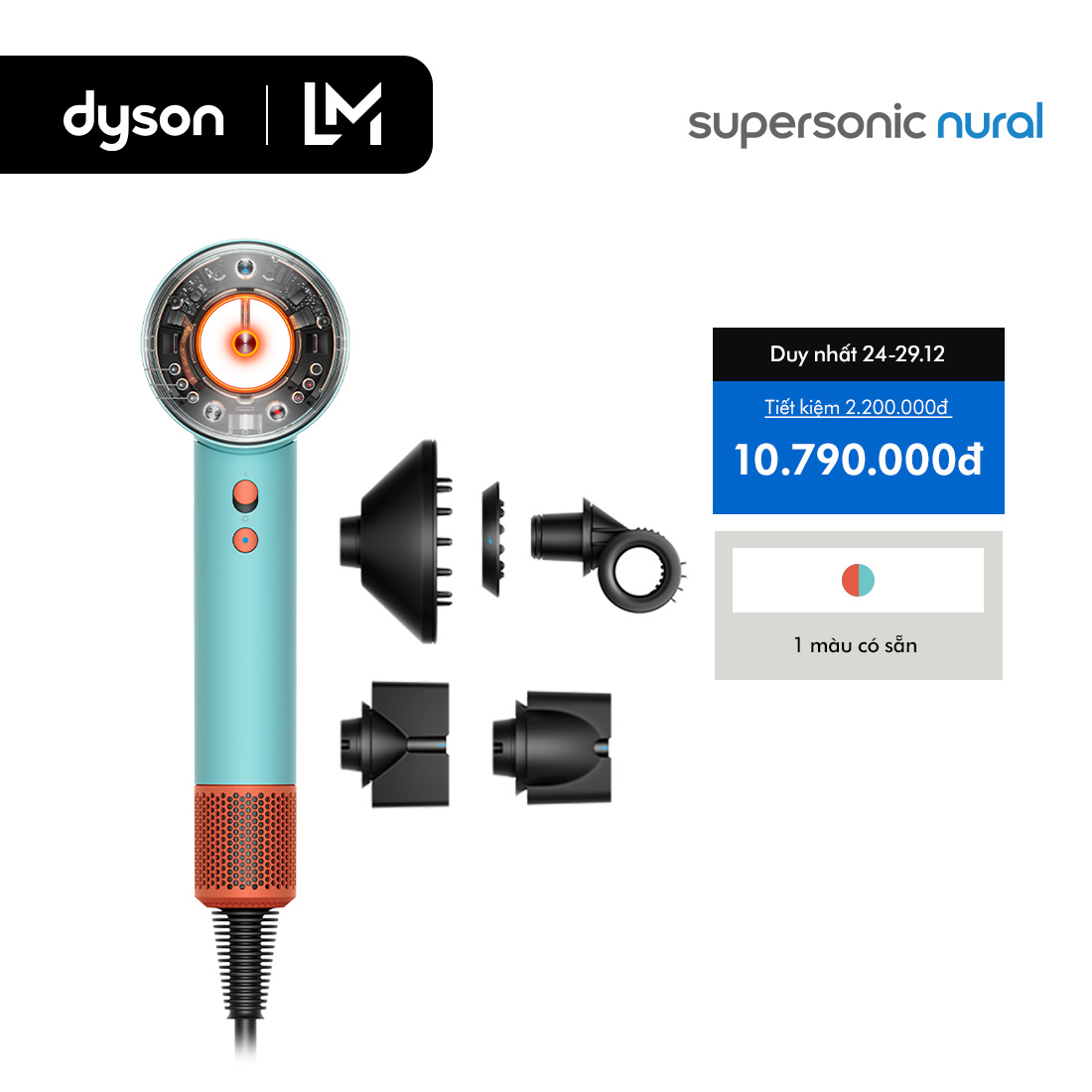 CHỈ CÒN 24-29.12: Siêu Sale Cuối cùng của năm Máy sấy tóc Dyson Supersonic Nural HD16 Ceramic Patina Cam Topaz
