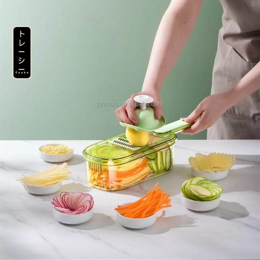 Dụng cụ bào sợi rau củ đa năng FEEKA 6 lưỡi dao kèm hộp, bộ nạo bào rau củ đa năng cao cấp thông minh