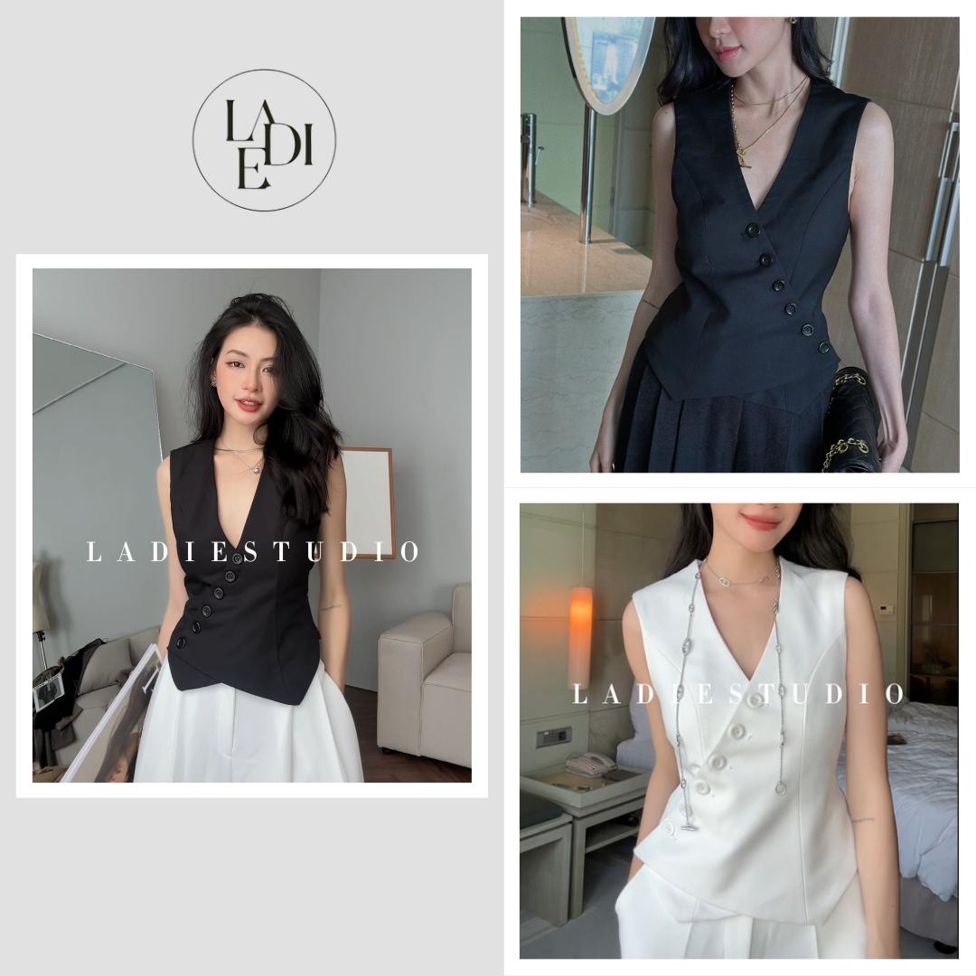 Áo gile nữ cúc chéo ladie studio, aurora top, ao34