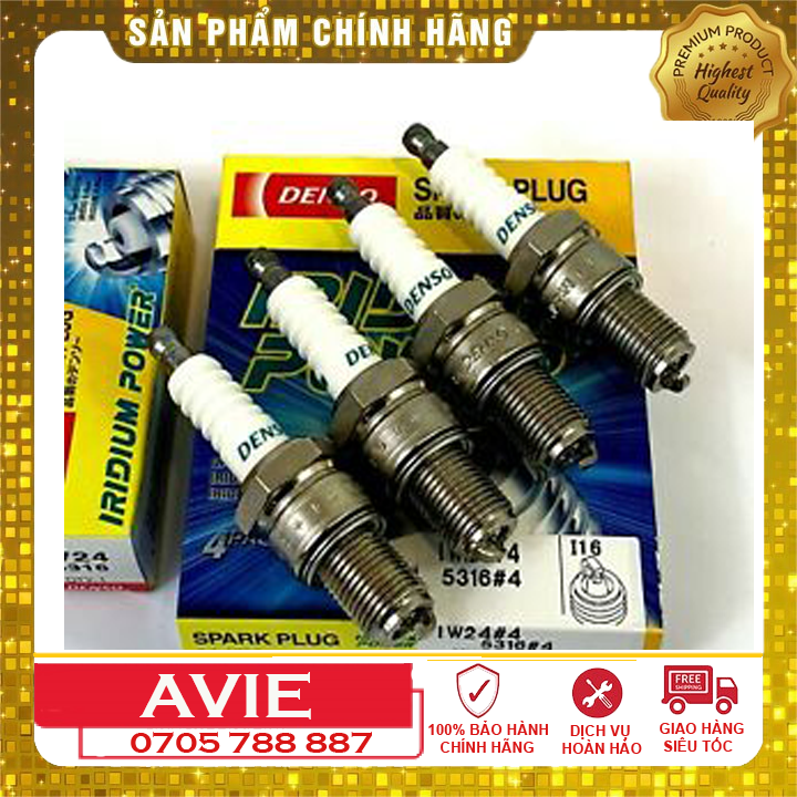 [HCM](Bộ 4 con) Bugi cho ô tô DENSO IRIDIUM POWER IW24 Tuýp lớn 21mm / Ren 14mm ( Dành cho xe #ZACE #JOLIE #HIACE ......) Made in Japan.