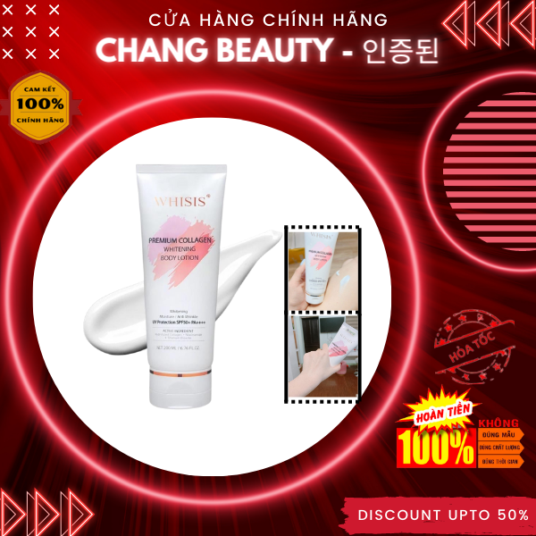 Kem Dưỡng Thể Trắng Da Chống Nắng WHISIS Premium Collagen Whitening Body Lotion 200ml