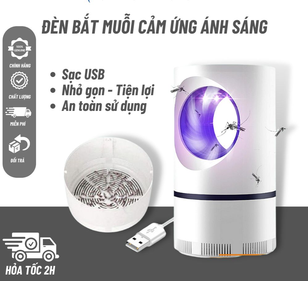 Đèn Bắt Muỗi Hình Thông Minh Tặng Kèm Cap Sạc Nhanh-Máy Bắt Muỗi Và Côn Trùng Bay Thông Minh