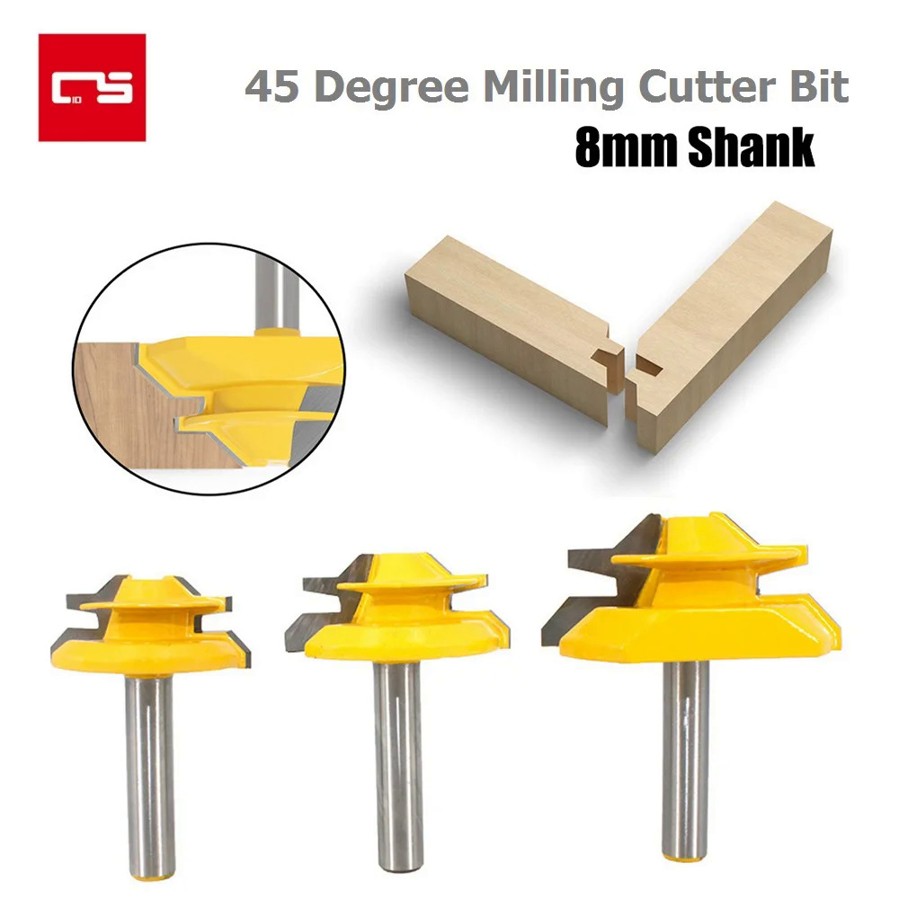 Máy PHAY GỖ 45 độ khóa miter Router bit tenon Dao 8mm Shank 1-38 1-12 2 khắc khâu công cụ cho chế biến gỗ