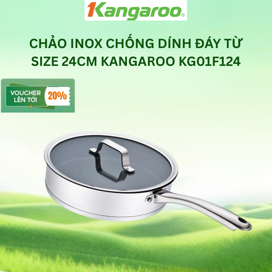 Chảo inox chống dính đáy từ cao cấp size 24cm Kangaroo KG01F124