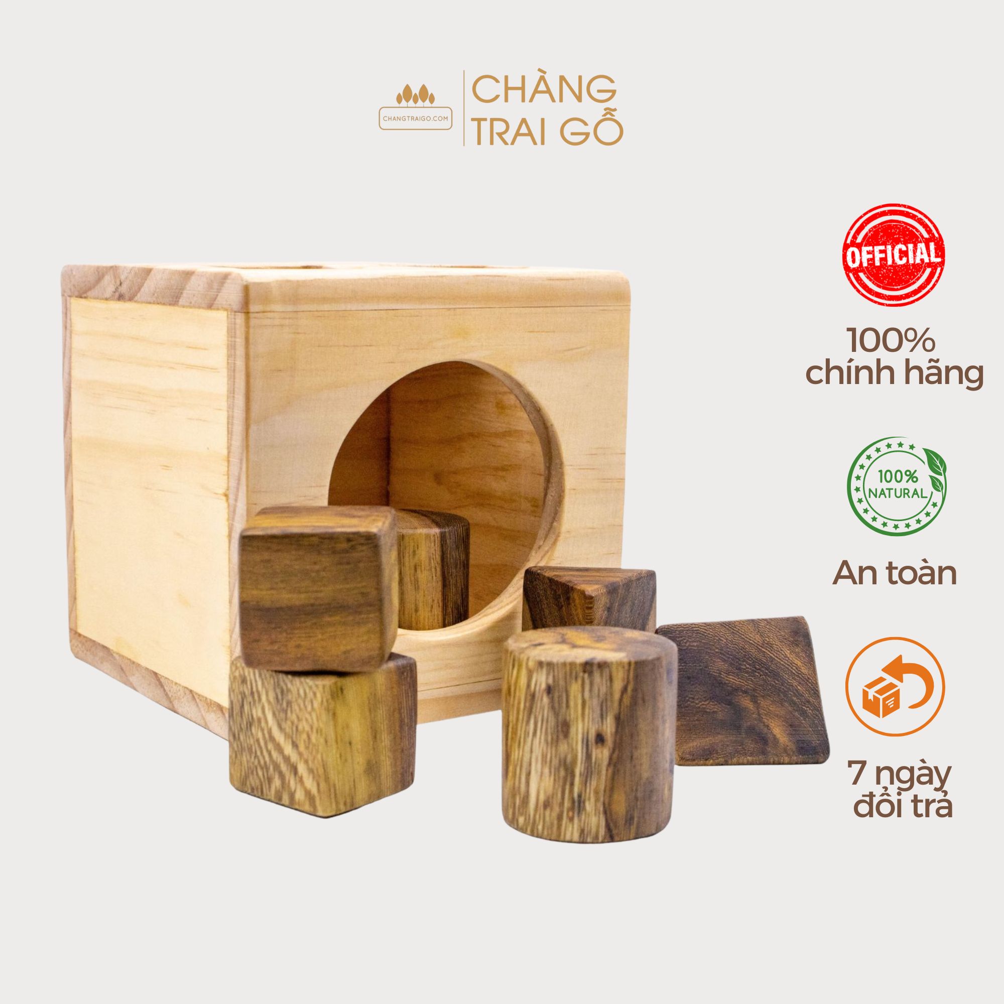 Hộp thả hình khối gỗ bộ giáo cụ montessori - chàng trai gỗ