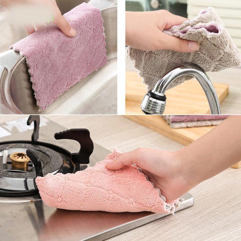 COMBO 10 Khăn Lau Bếp Đa Năng 2 Mặt Siêu Mềm Siêu Thấm Hút