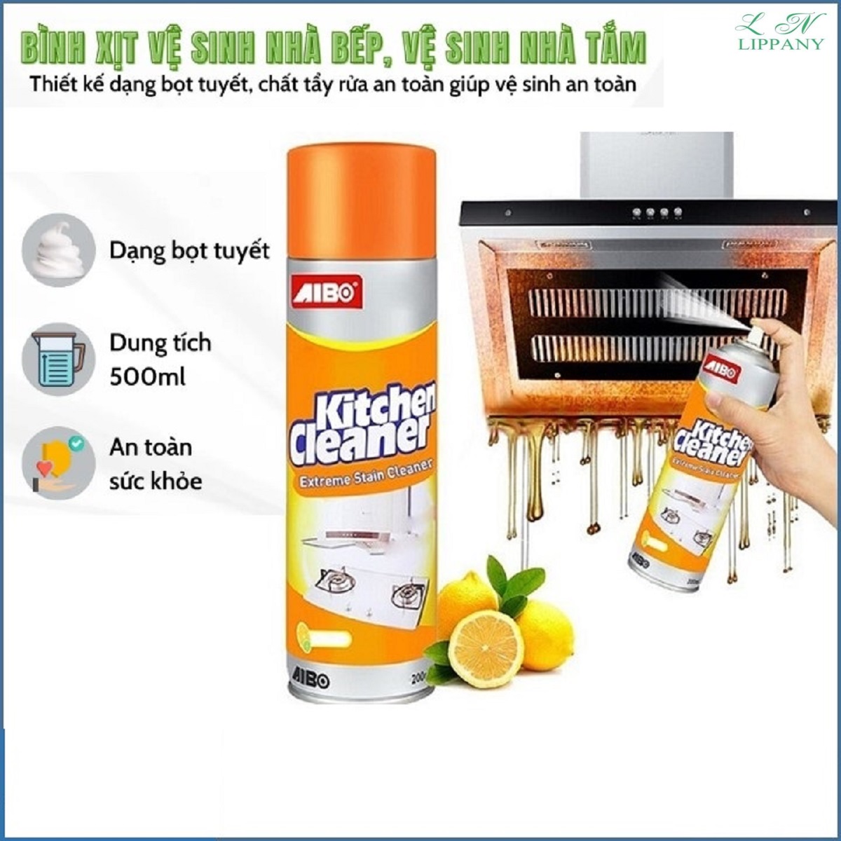 Bình xịt tẩy rửa nhà bếp đánh bay vết bẩn dầu mỡ trên tường bàn bếp chai xịt tẩy rửa đa năng khử mùi sáng bóng