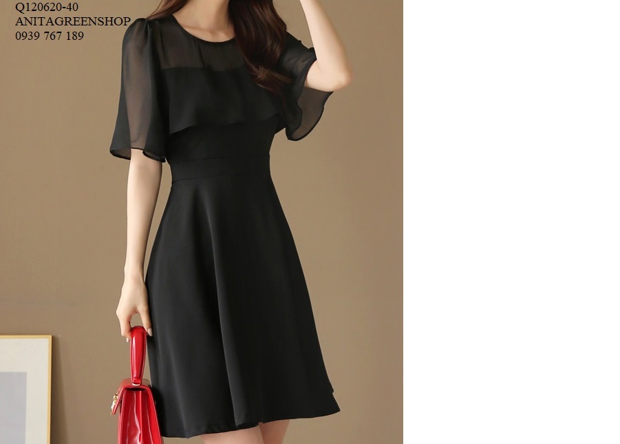 Q120620 đầm xòe phối voan