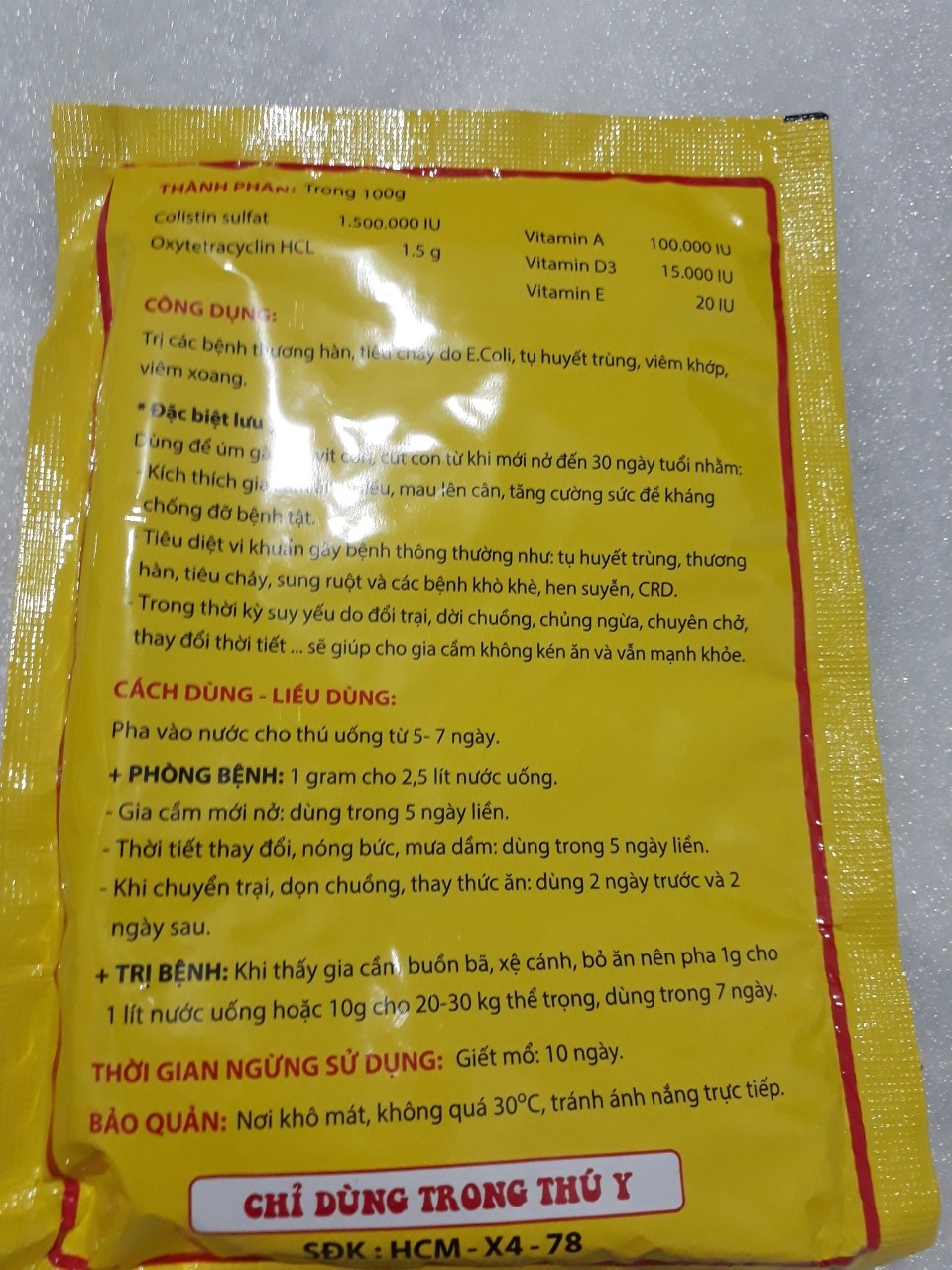 Colitera chuyên dùng úm gà vịt, cút con 100g