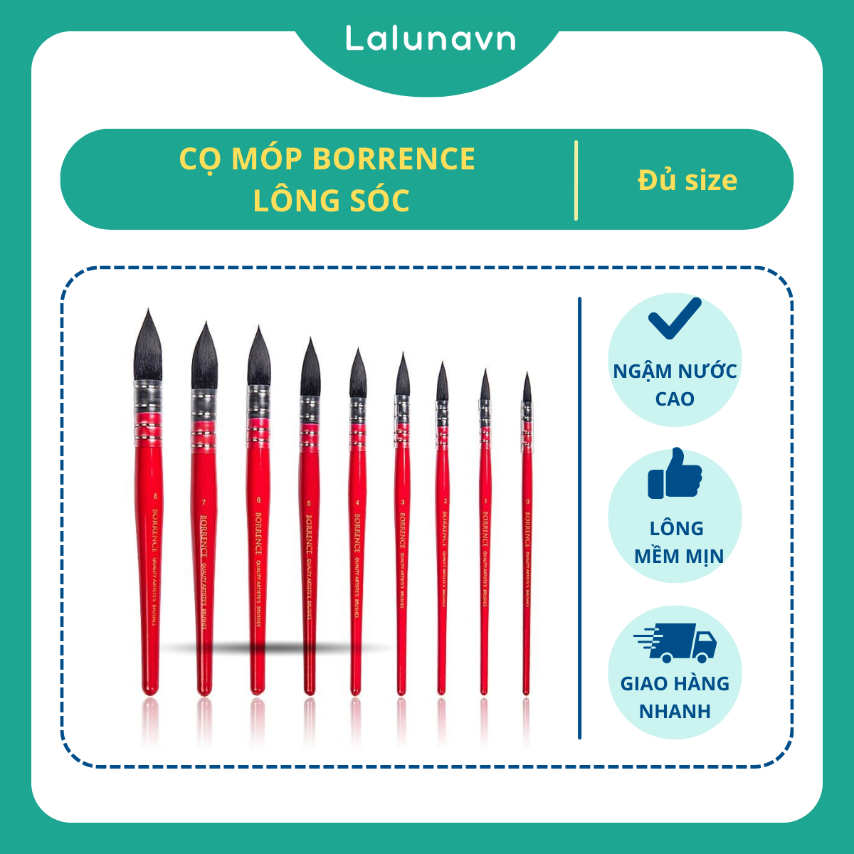 Cọ móp borrence lông sóc ngậm nước cao,loang màu mềm mại