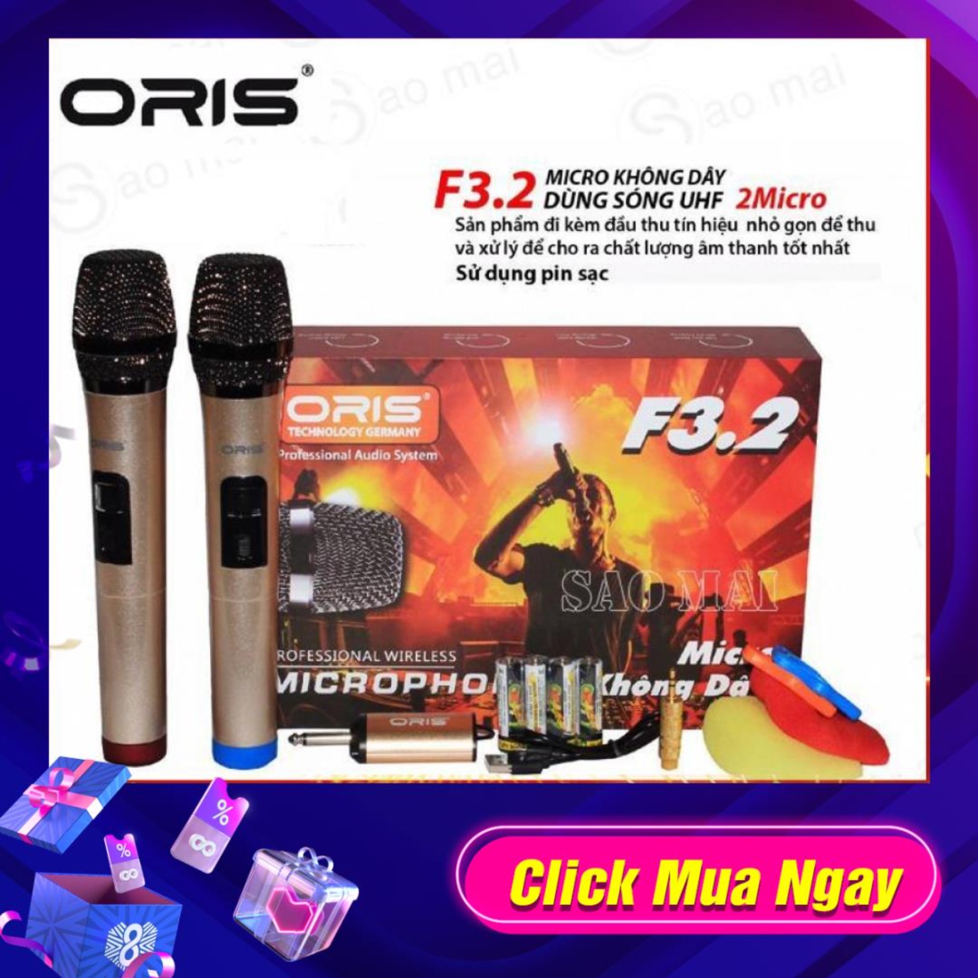 Bộ micro không dây đa năng ORIS F3.2 UHF cao cấp