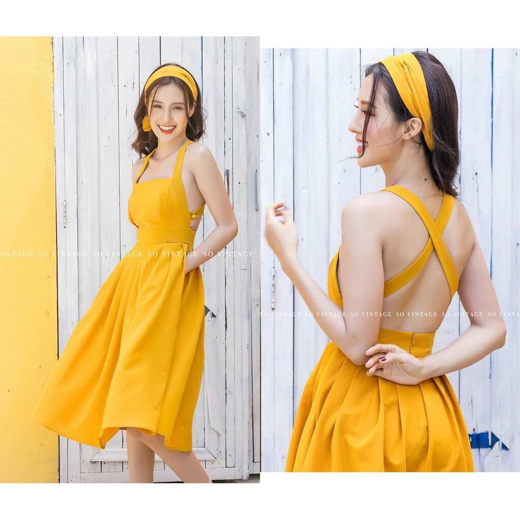 Đầm maxi đan dây có mút ngực kèm bang đôn chất kate lụa freesize dưới 55kg
