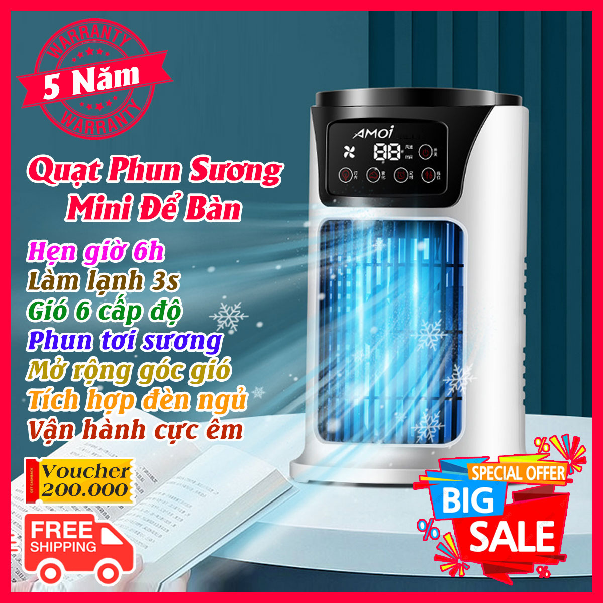 Quạt phun sương hơi nước, quạt điều hoà hơi nước, quạt phun sương mini, quạt hơi nước mini