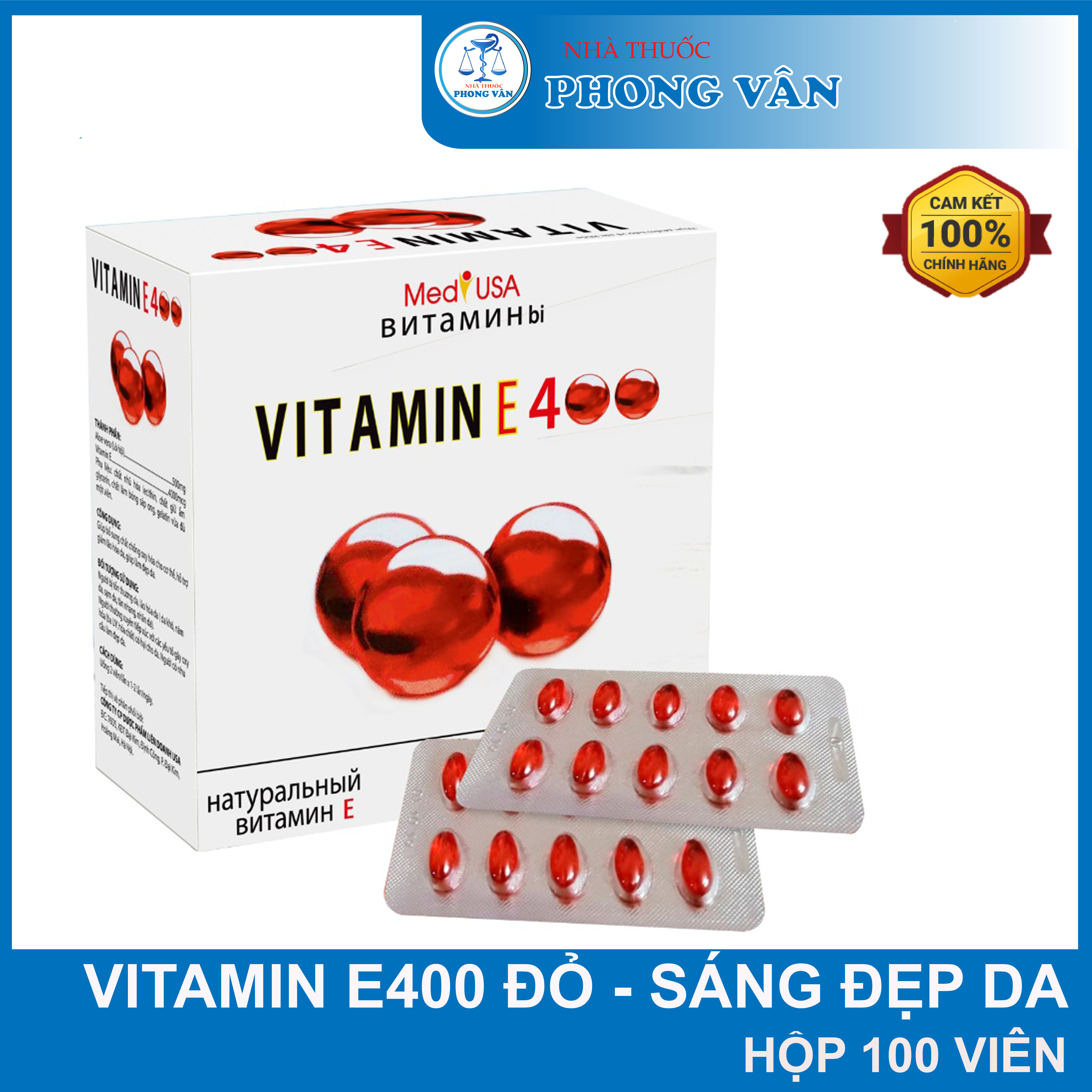 VITAMIN E 400 Đỏ kèm lô hội giúp sáng và đẹp da