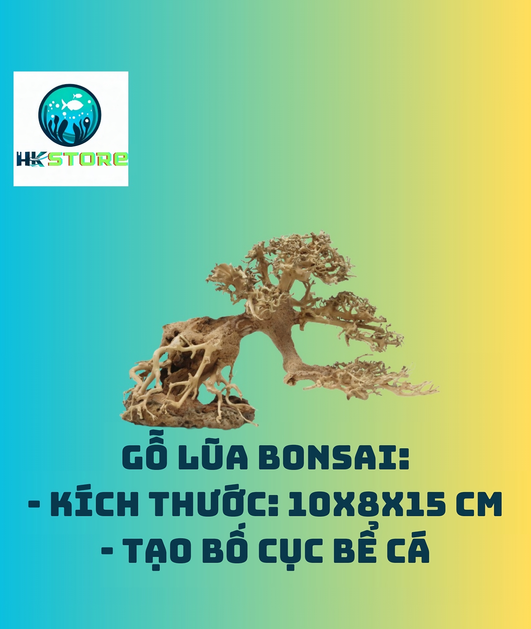 Lũa bonsai tạo bố cục bể cá kích thước 10x15cm phù hợp với hồ từ 25-40cm - phụ kiện trang trí bể cá -huỳnh khang store