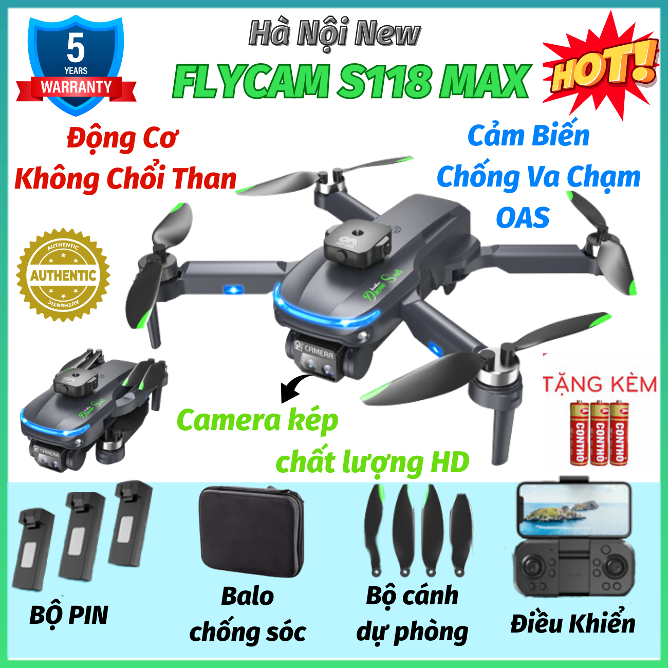 Máy bay camera Flycam S118 Pro Max điều khiển từ xa cammera kép full hd tích hợp cảm biến chống va chạm động cơ không chổi than flycam mini drone camera 4k