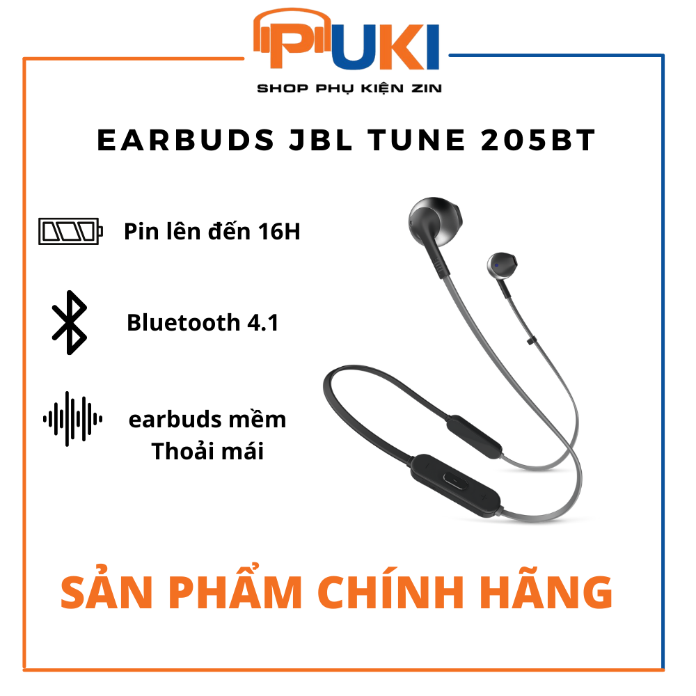 Tai nghe bluetooth jbl tune 205bt - puki shop