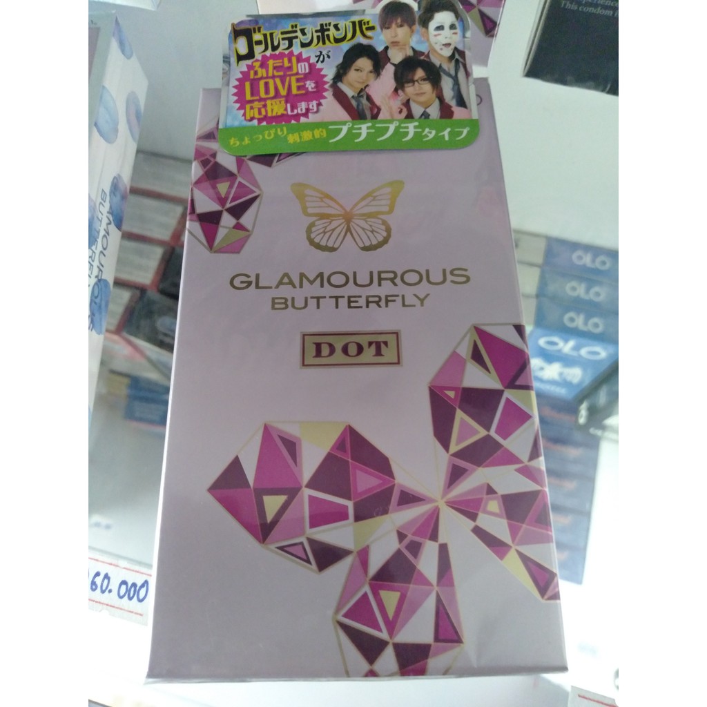 [HCM]Bao Cao Su Gân Gai Tự Nhiên Jex Glamourous Butterfly Dot - hộp 8 cái