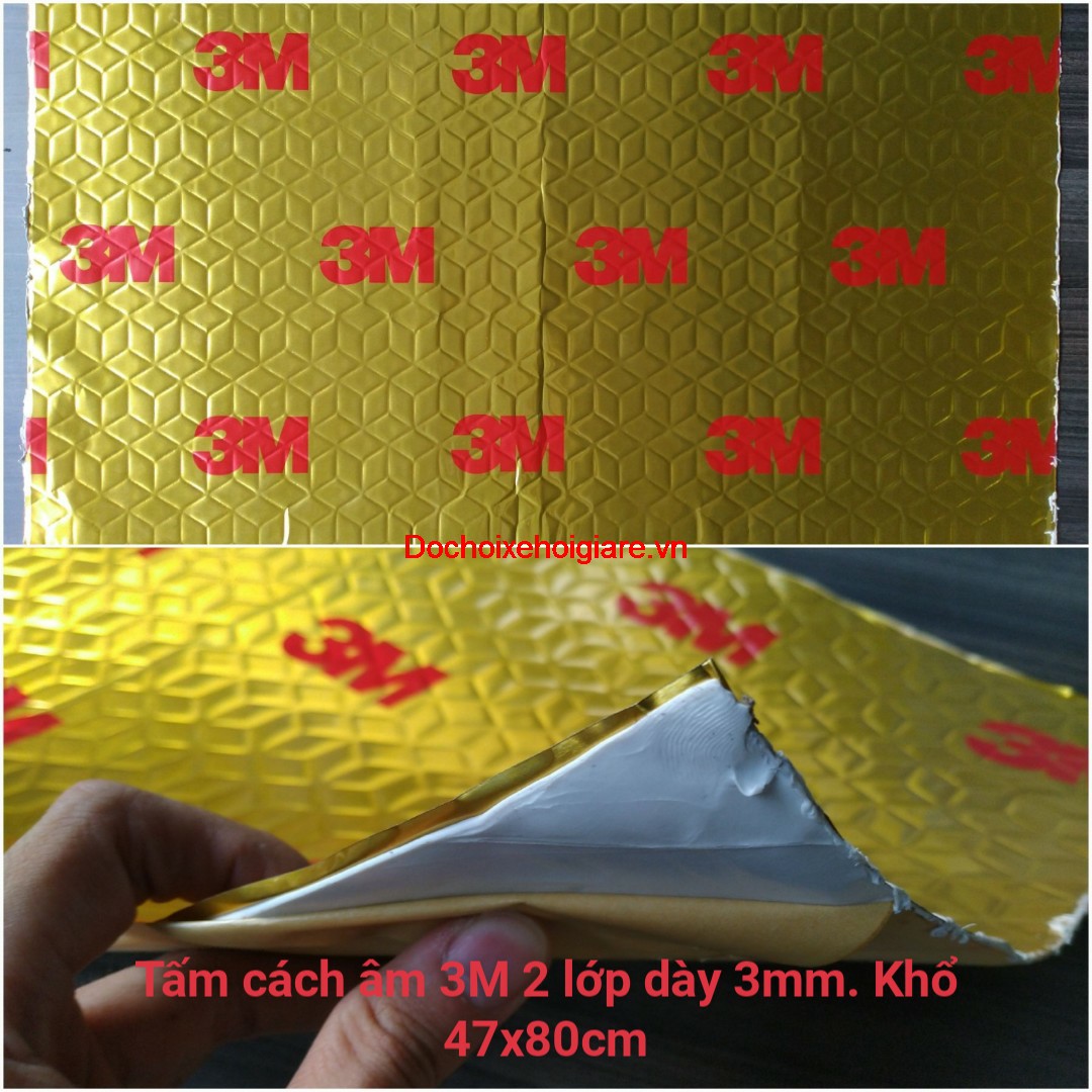 TẤM DÁN CÁCH ÂM Ô TÔ 3M 2 LỚP DÀY 3MM. Cao su BUTYL nguyên chất không mùi, trả zin được cho xe kết hợp nhôm tấm tăng cứng dày 0,3mm. Dán cách âm cánh cửa ô tô, cách âm trần nóc ô tô, cách âm sàn ô tô, cách âm hốc bánh ô tô