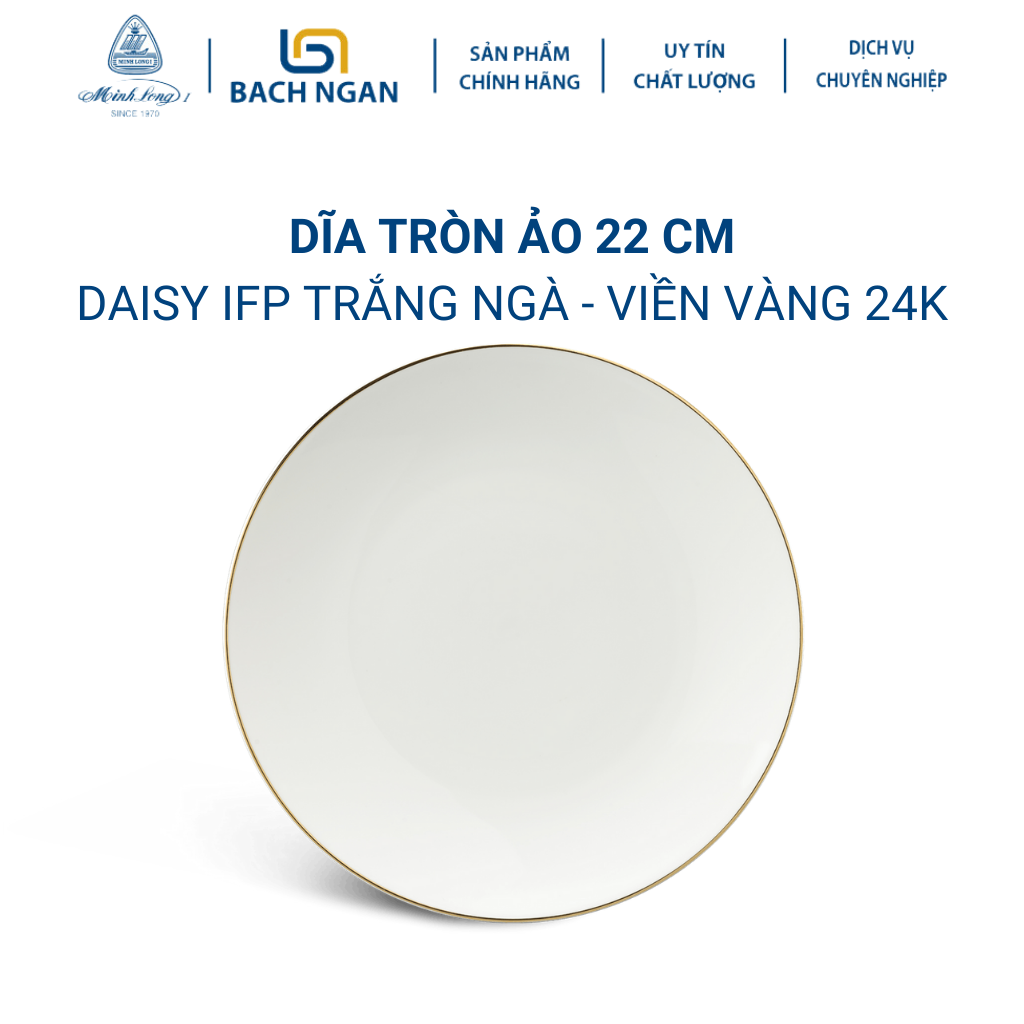 Dĩa tròn ảo minh long 22 cm daisy ifp chỉ vàng