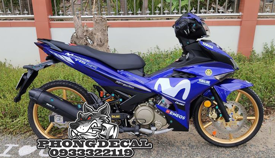 Tem Rời Xe Yamaha Exciter 150 Movistar Trắng Xanh Gp
