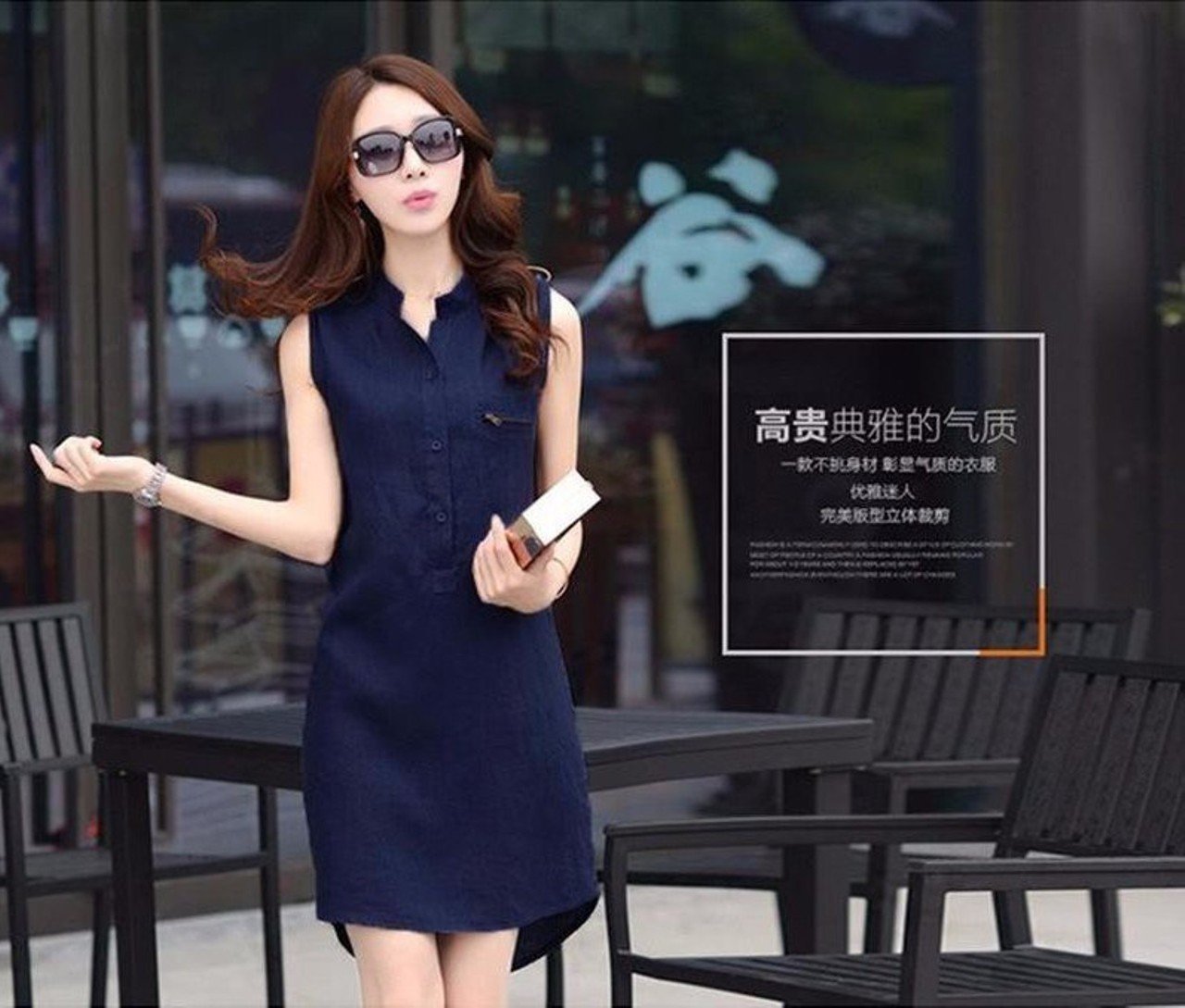 Đầm jeans tia kéo ngực cao cấp d583