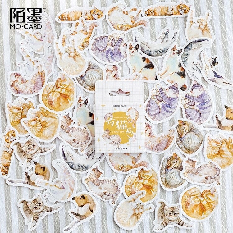 Hộp 45 sticker dán mèo cute Canarystore54