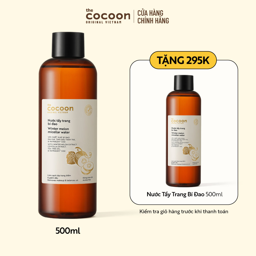 Bigsize - Nước tẩy trang bí đao Cocoon tẩy sạch makeup & giảm dầu 500ml