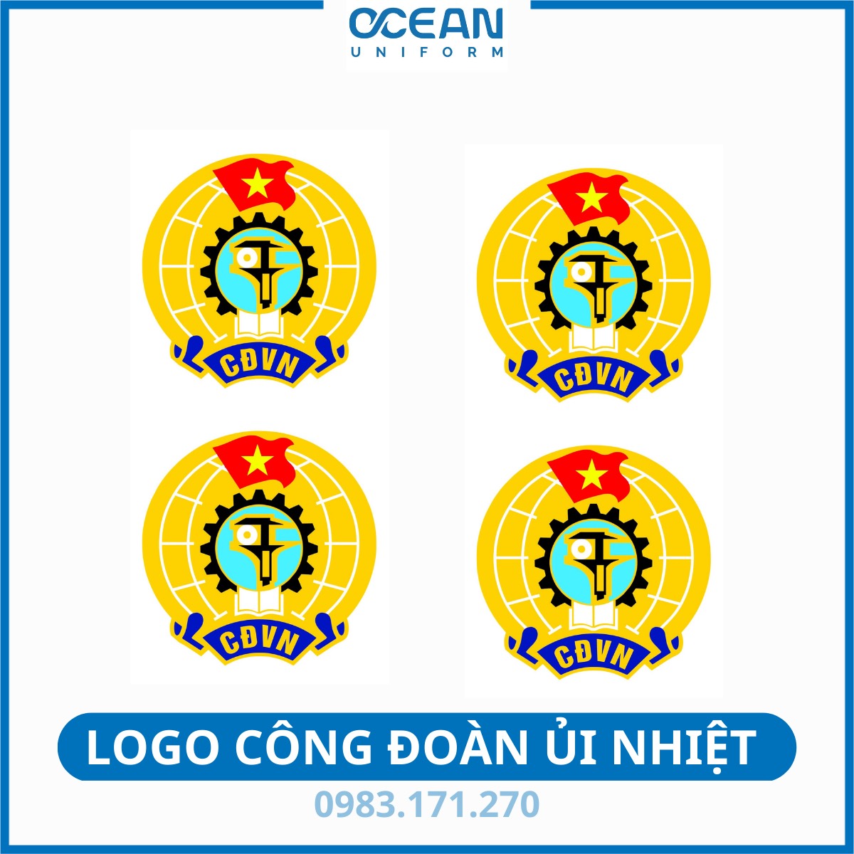 Logo công đoàn việt nam dễ ủi lên áo, phụ kiện, khẩu trang, chất lượng bền đẹp
