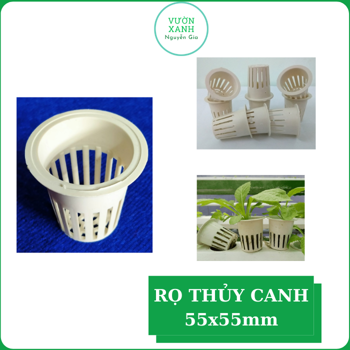 Bộ 50 Rọ Nhựa Trồng Rau Thủy Canh Màu Trắng 55 x 55mm