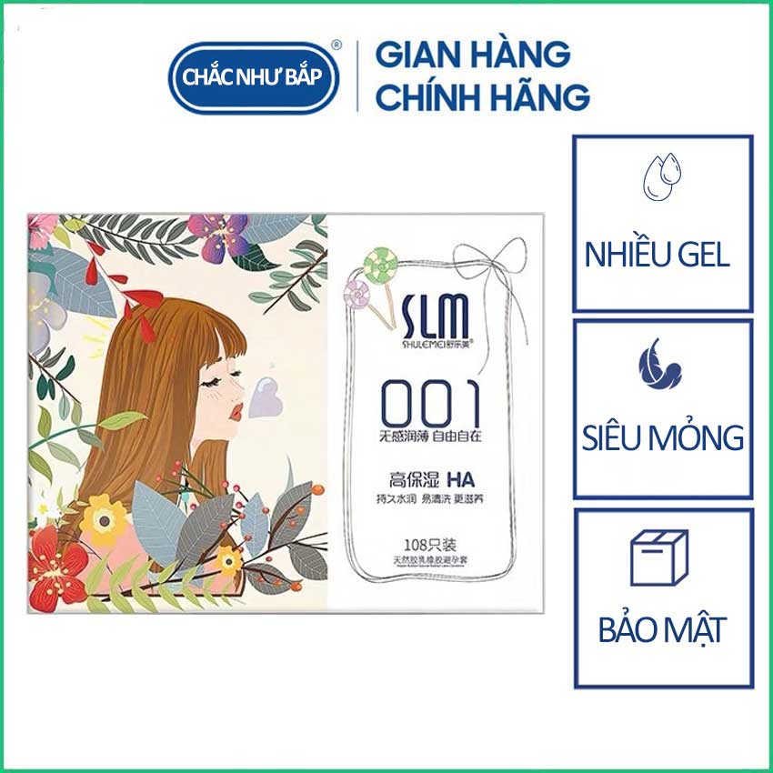 Bao cao su nội địa Trung Quốc cao cấp SLM 001 nhiều gel siêu mỏng 108 chiếc - Có bán lẻ