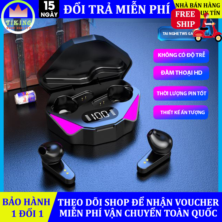 Tai nghe bluetooth gaming X15, tai phone không dây thể thao nghe nhạc chơi game chất lượng cao, tai game không có độ trễ pin trâu
