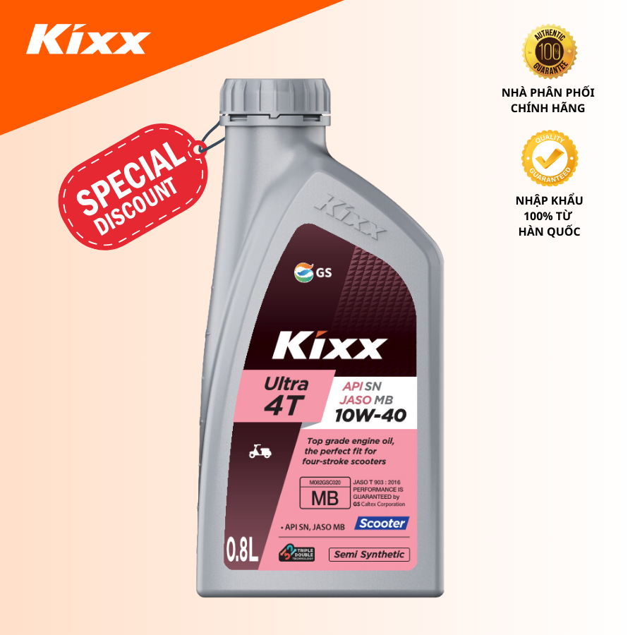DẦU NHỚT XE TAY GA KIXX ULTRA 4T SCOOTER SN 10W-40 SEMI-SYNTHETIC 0.8L