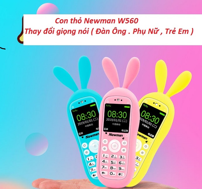Điện Thoại Mini Con thỏ Newman W560 Dễ Thương 2 Sim - Thay Đổi Giọng Nói Đẳng Cấp, độc lạ,giá rẻ