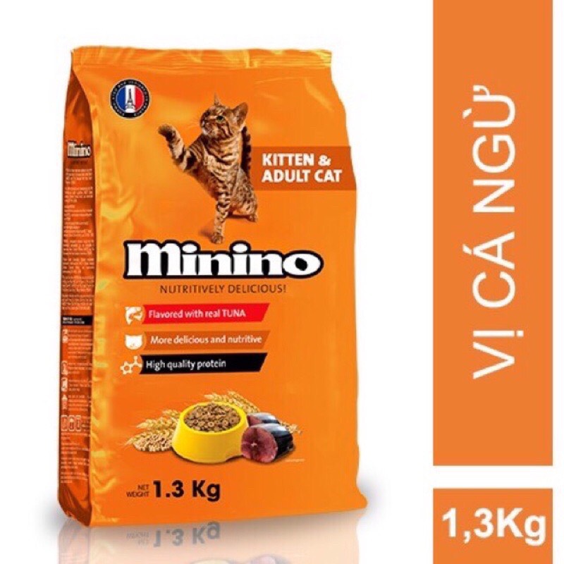 ( Tiết Kiệm )1.3kg Thức ăn cho mèo mọi lứa tuổi MININO TUNA CÁ NGỪ