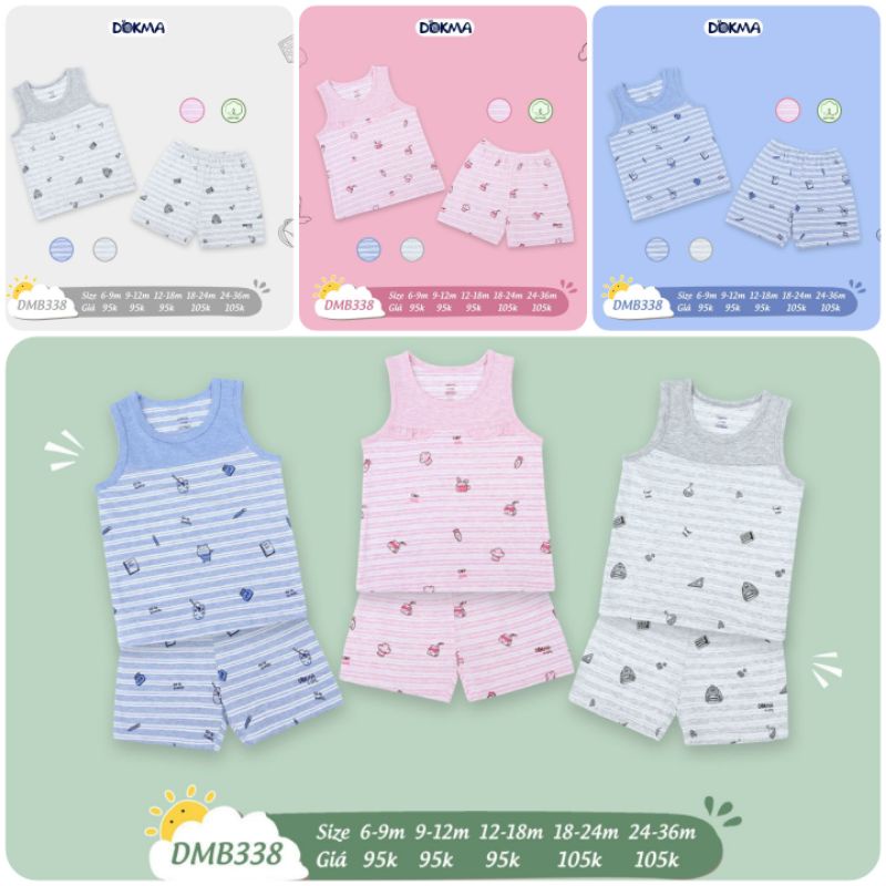Bộ 3 lỗ bé trai bé gái Dokma- chất cotton Mỹ siêu mềm thoáng