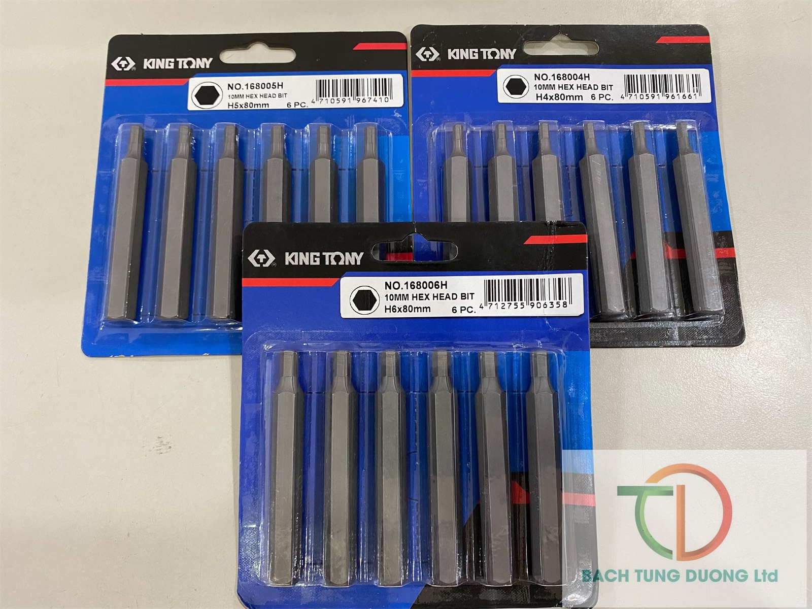 Mũi vít đóng lục giác 4mm, 5mm, 6mm, 8mm Kingtony thân 10mm dài 80mm