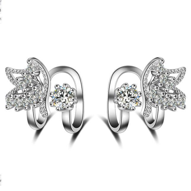 Freeship Bông tai kẹp vành bướm xinh nạm đá zircon BHBT272