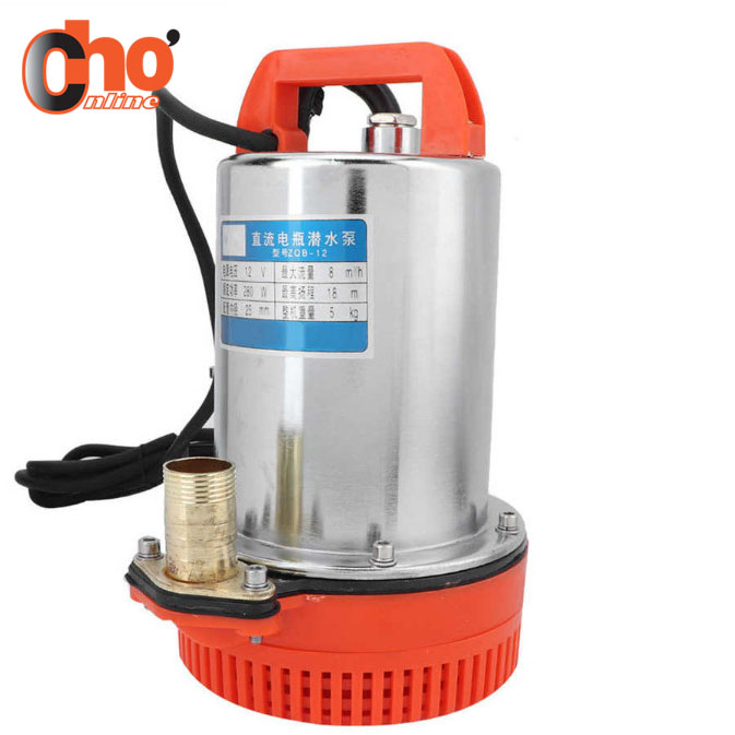 Máy bơm nước thả chìm, bơm chìm vỏ inox dùng điện 12V công suất 160W độ an toàn cao
