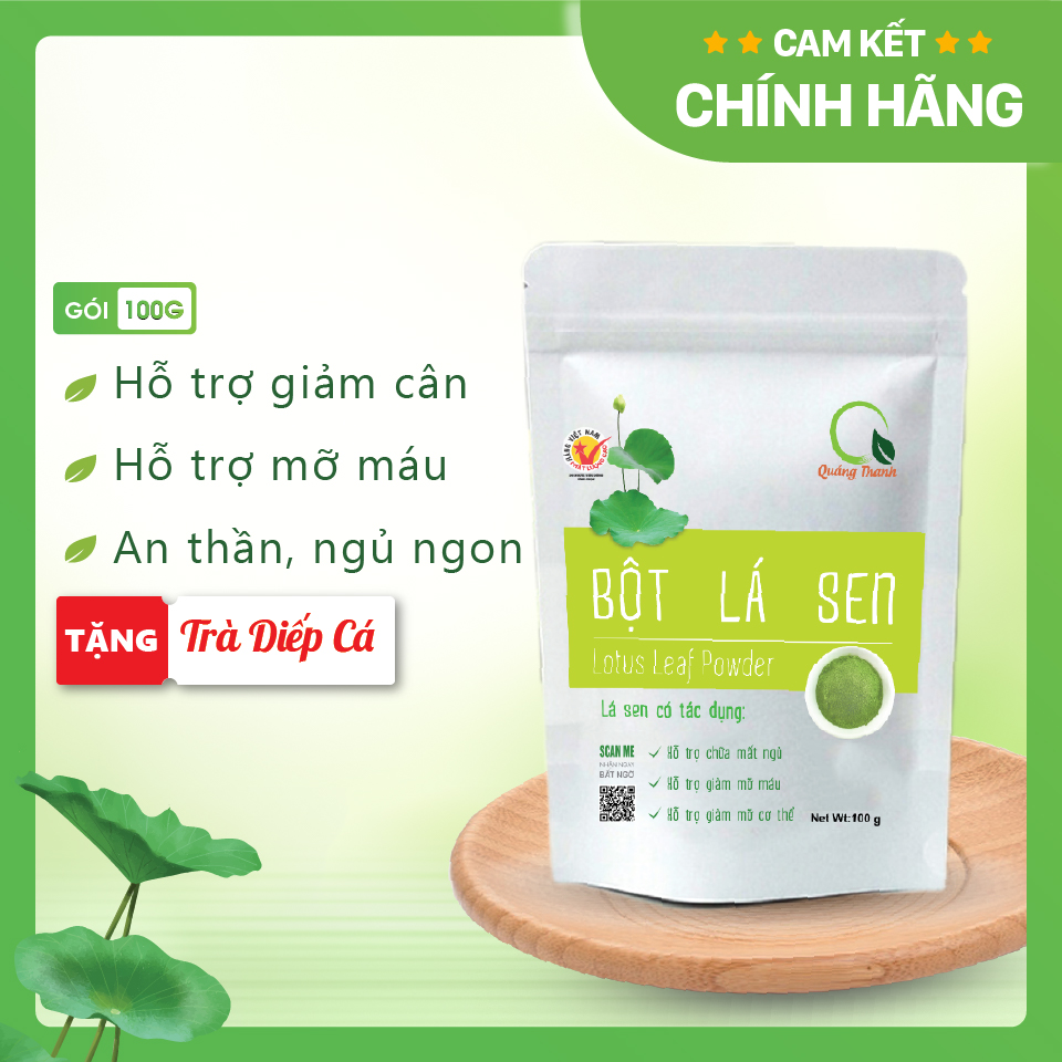 [CHÍNH HÃNG] Bột Lá Sen Sấy Lạnh Nguyên Chất  - Giảm mụn, mờ thâm nám, giảm gút, giảm cảm cúm, làm đẹp - Gói 100gr [ DATE MỚI ]