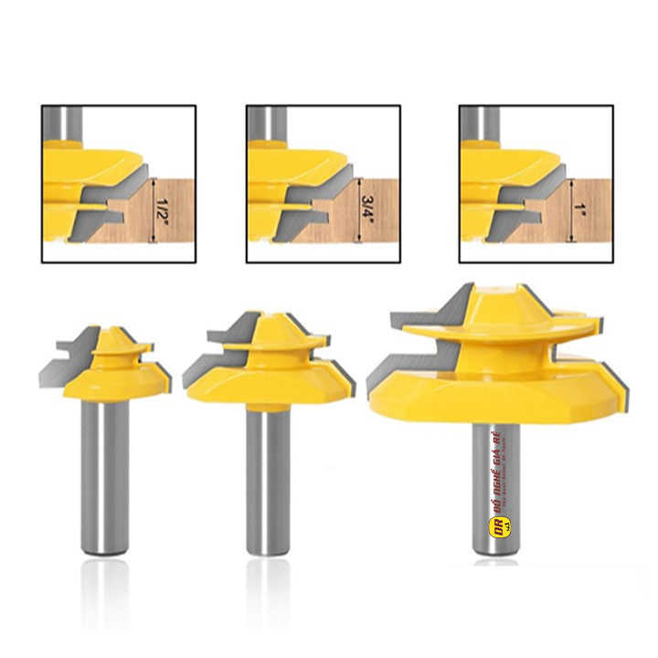 Mũi phay gỗ ghép ván góc vuông 45 90 độ mũi soi gỗ làm hộc tủ kéo, hộp gỗ đựng quà cao cấp...